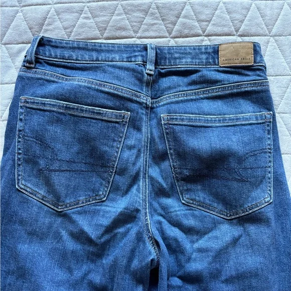 American Eagle Outfitters Deep Blue Ripped Wide Leg Jeans - Picture 6 of 6